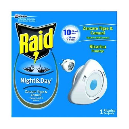 Raid Insetticida Night & Day Zanzare Tigre e Comuni 1 Ricarica