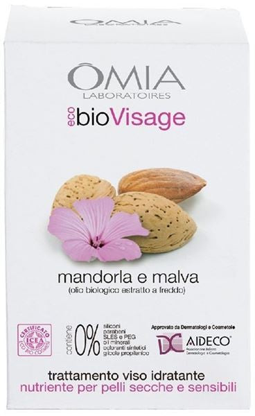Omia Laboratoires Bio Visage Conf.Mandorla e Malva Crema Viso 75 ml &Salviettine Struccanti 25 Pz & Pochette Design