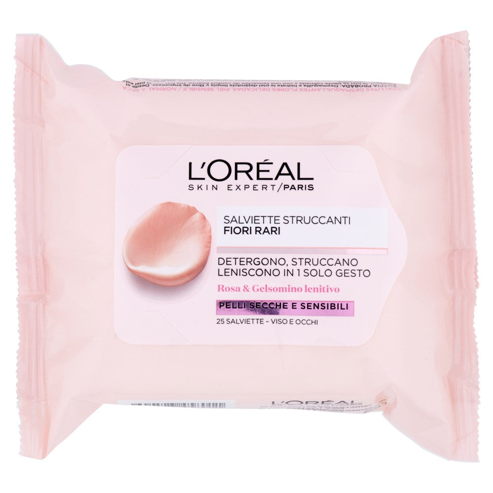 L'Oreal Skin Expert Salviettine Struccanti Fiori Rari Per Pelli Secche e Sensibili
