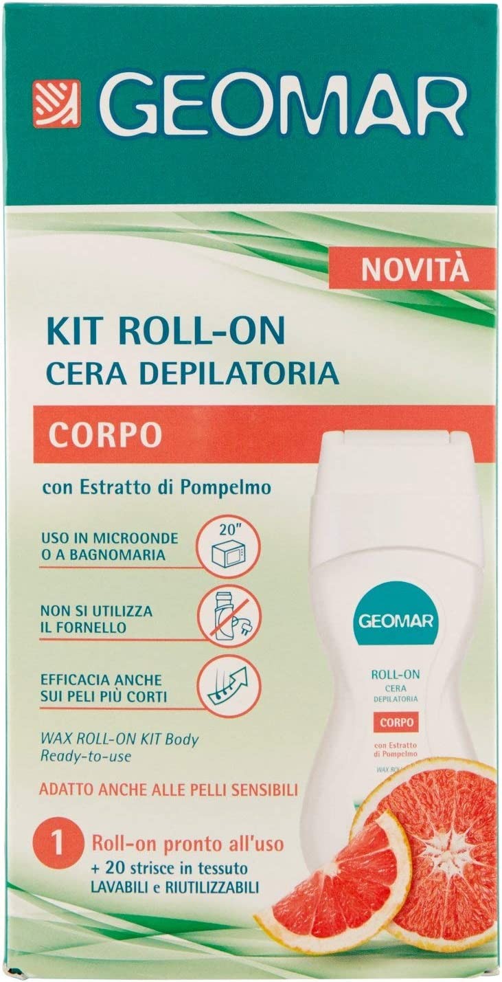 Geomar Kit Depilatoria Roll-On & 20 Strisce Riutilizzabili