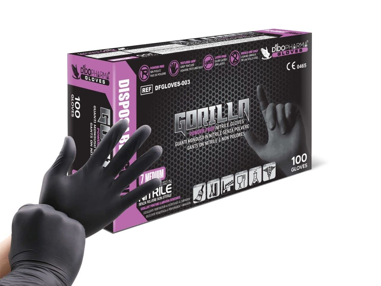 DidoPharma Guanti Nitrile Nero Medium 100 pz