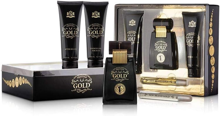 New Brand Prestige Gold Cofanetto Edt. For Men. 100 ml. Spray & Atri 3