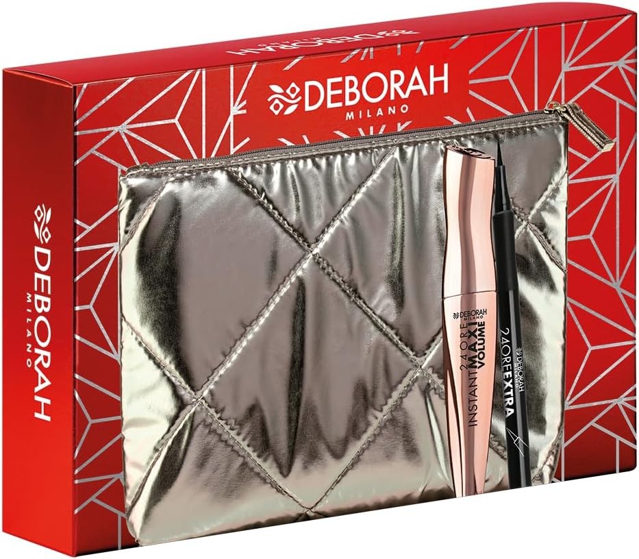 Deborah Pochette + Mascara Instant Maxi Volume e Eyeliner Pen 24 Ore Extra Nero