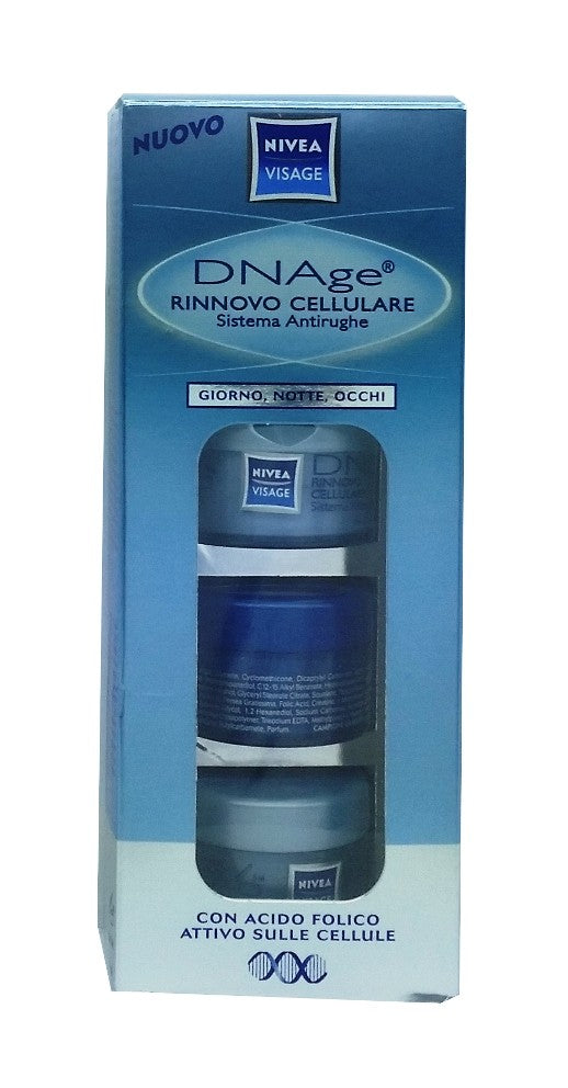 NIVEA Kit DNAge Crema Notte 10 ml + Crema Giorno 10 ml + Contorno Occhi 5 ml