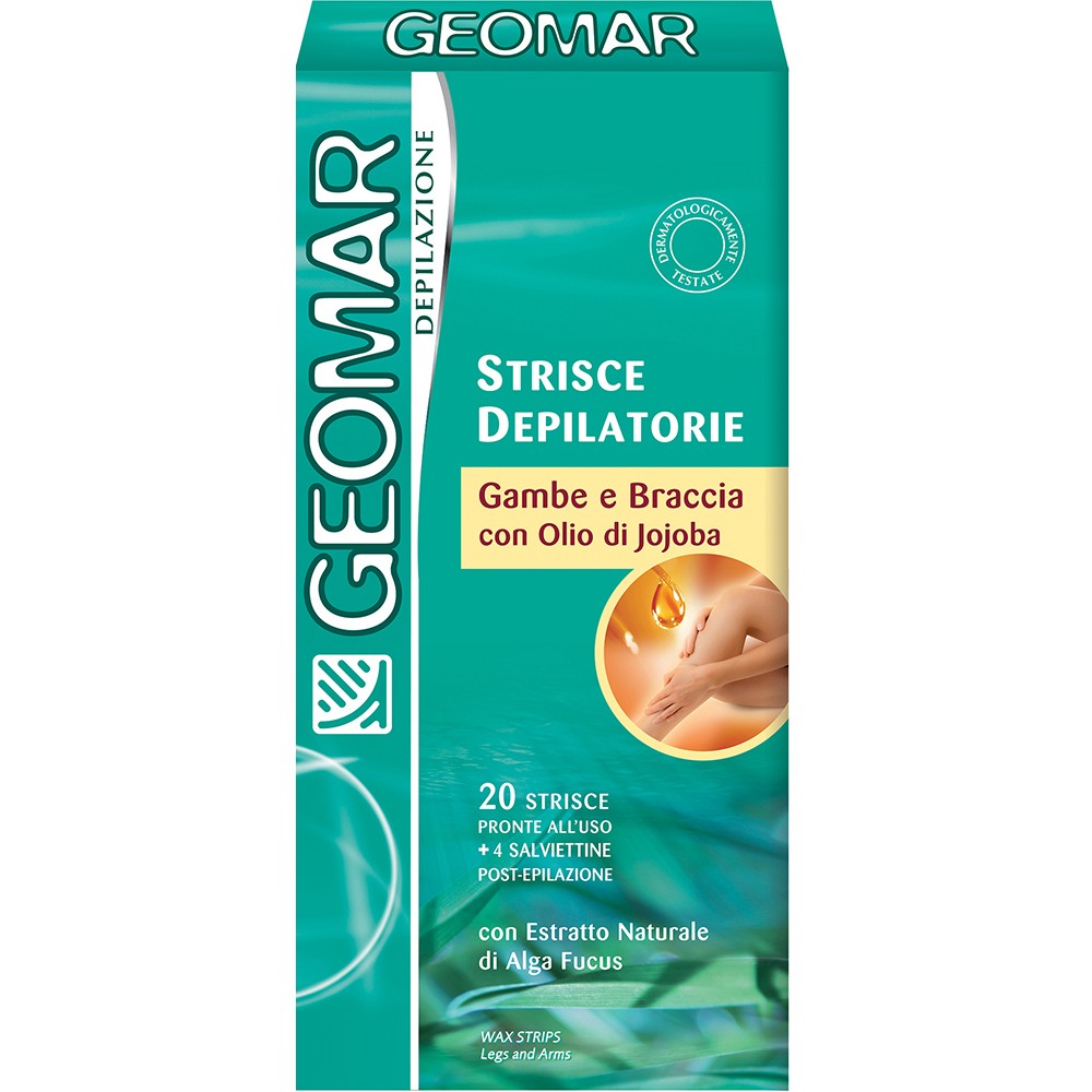 Geomar Strisce Depilatorie Gambe e Braccia - Tutti i tipi di pelle 20 Strisce