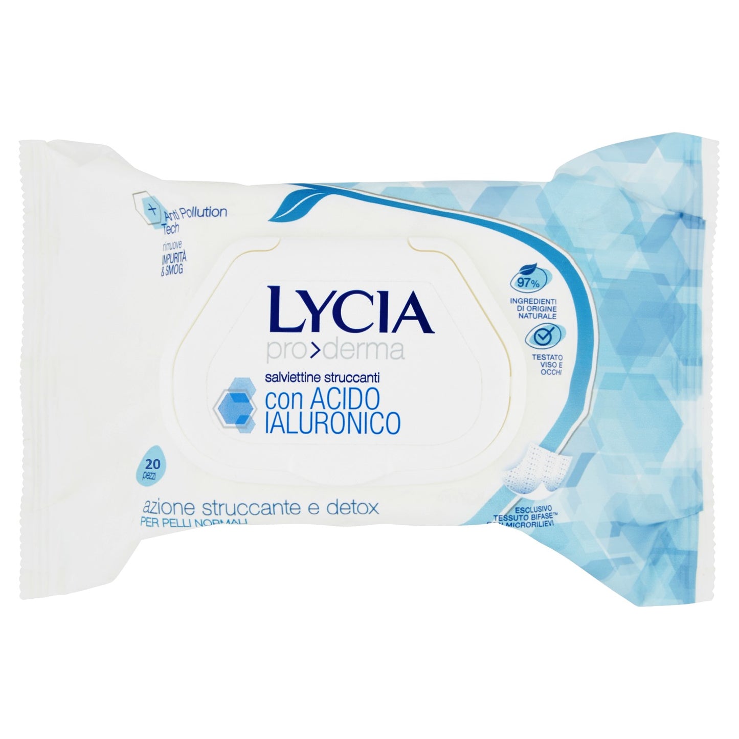 Lycia Salviettine Struccanti Con Acido Ialuronico per Pelli Normali 20 pz