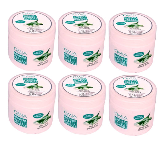 Set Da 6 pz. Omia Maschera Capelli Doposole Eco Bio Aloe Vera 250 ml. Super Idratante