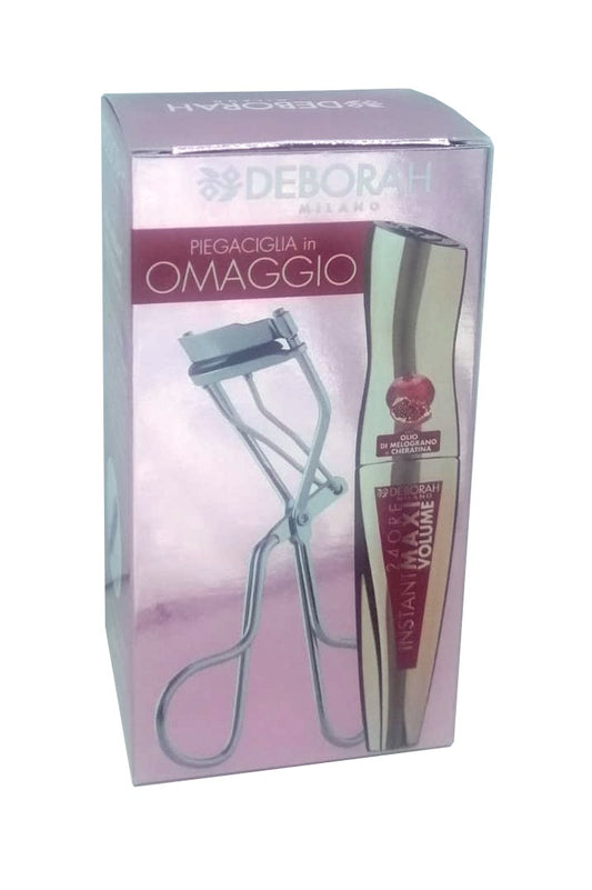 Set Deborah Mascara 24 Ore Instant Maxi Volume Olio Di Melograno e Cheratina + Piegaciglia