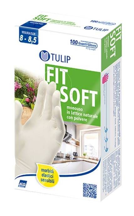 Tulip Guanti Fit Soft Lattice Monouso 100 pz. Misura L 8 - 8,5 Con Polvere