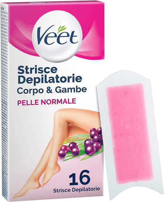 Veet Easy-Gel Strisce Depilatorie Gambe Corpo Parti delicate 16 Strisce