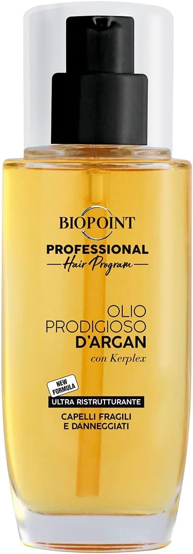 Biopoint Olio Prodigioso D' Argan Con Kerplex 75 ml. Per Capelli Danneggiati