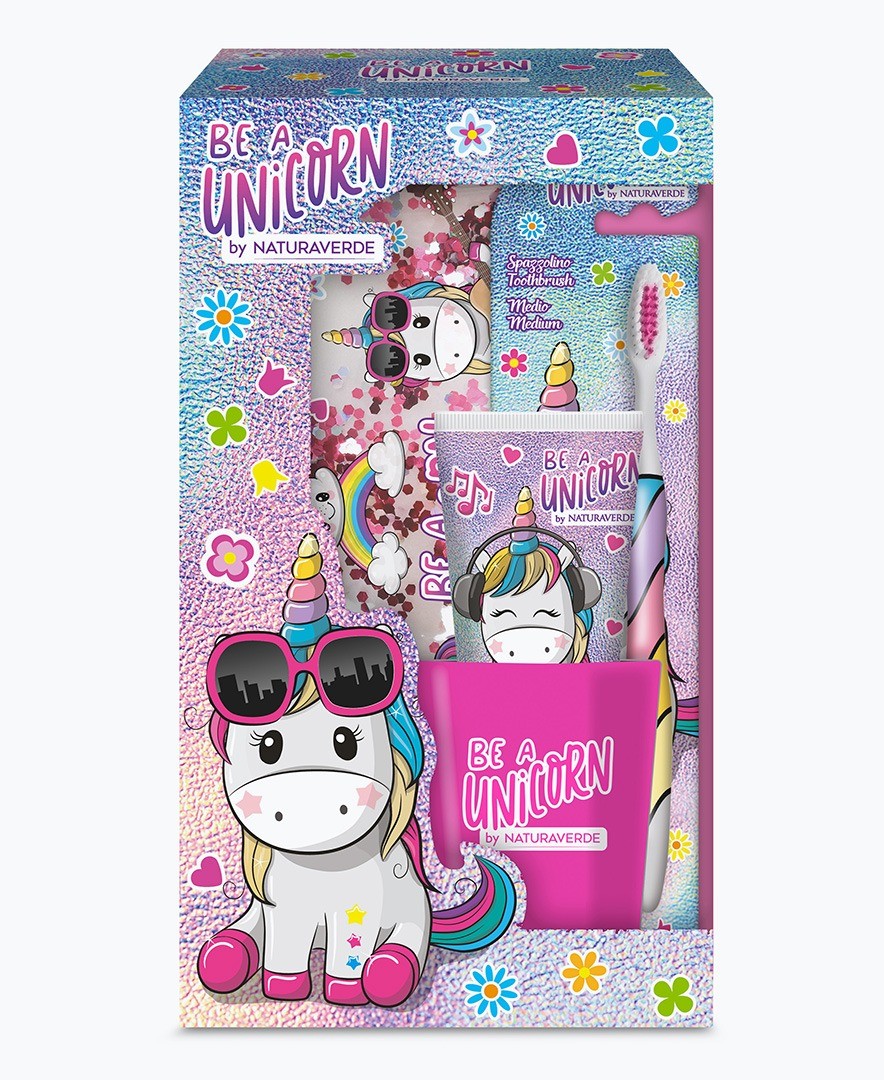 Be A Unicorn Conf. Dentrificio 75 ml. + Spazzolino + Bicchiere + Pochette
