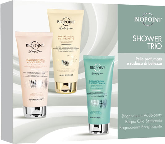 Biopoint Conf. Shower Trio Bagnocrema Addolcente + Bagno Olio Setificante + Bagnocrema Energizzante