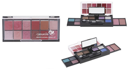 Trousse Casuelle make up 26 Colori 9 Ombretto, 12 Lucidalabbra 2 Fard,  specchio ed accessori Art. 80953