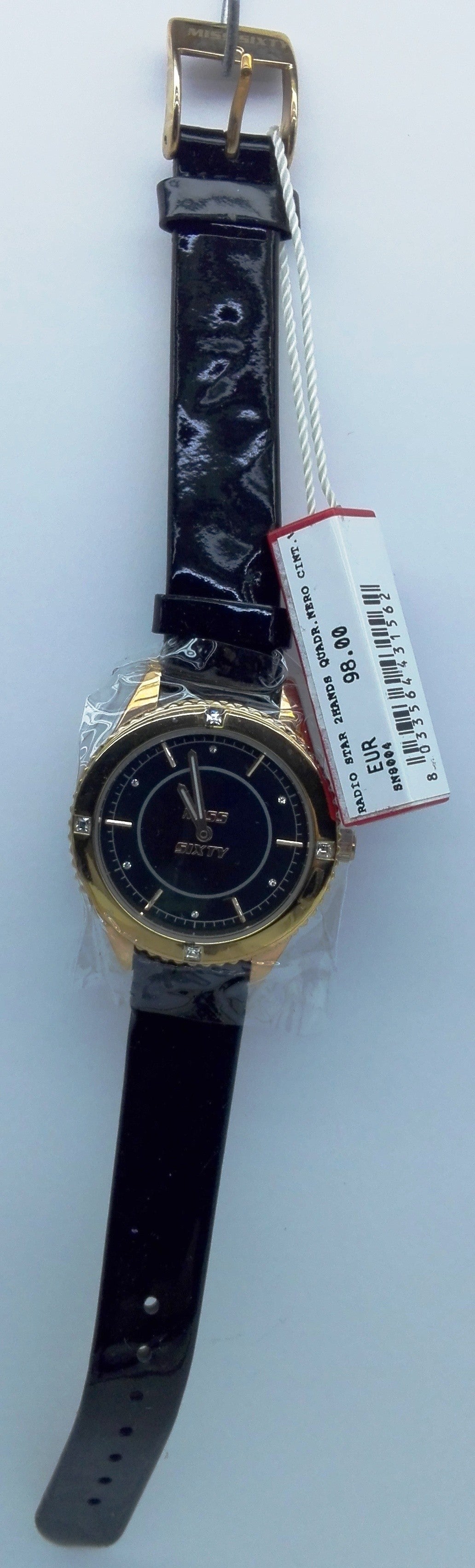 Miss Sixty Orologio WM2 N8004 Radio Star 2 Hands Quadrante Black Cinturino Nero Cassa Oro